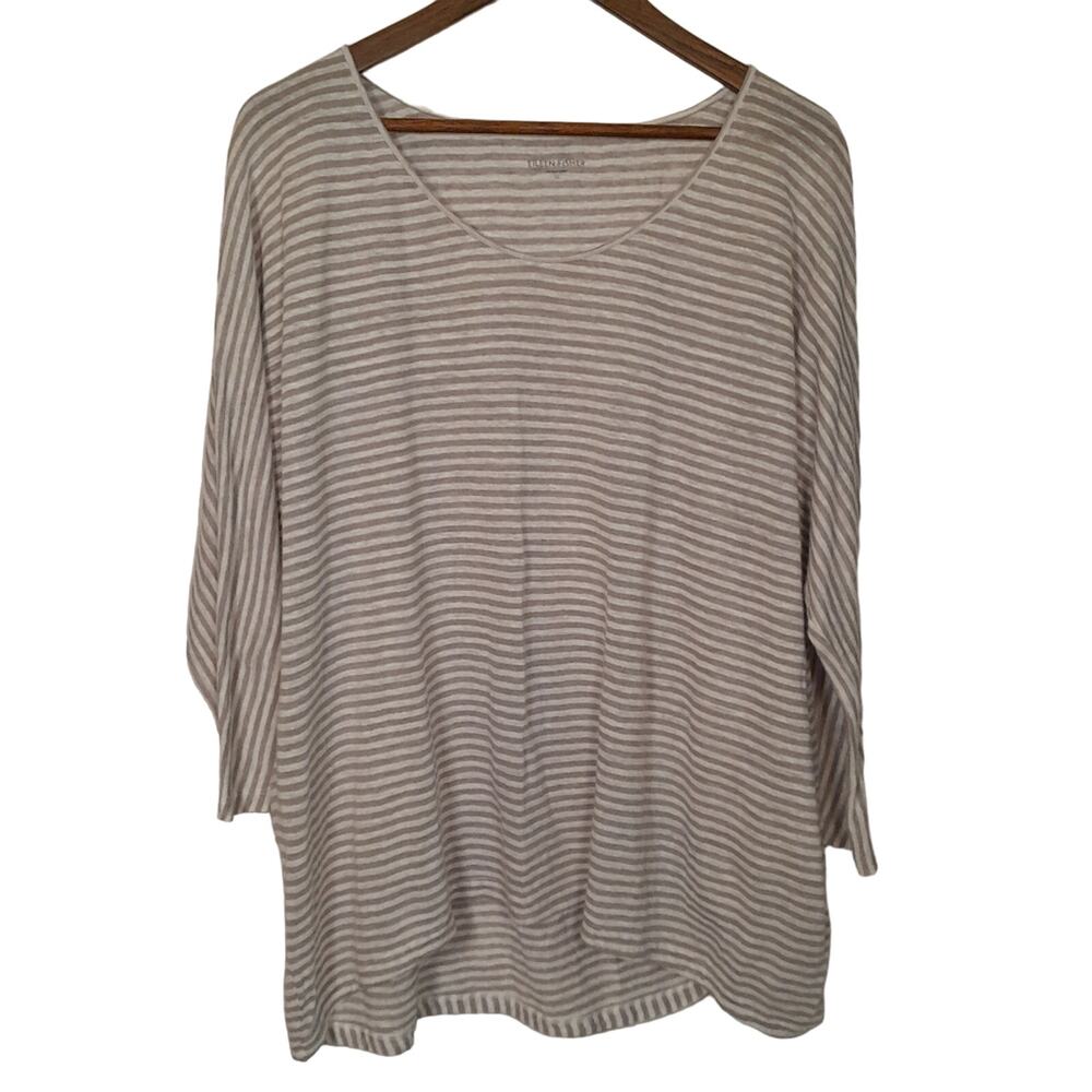 Eileen Fisher Top Gray & White Linen Women XL NWOT Lagenlook Minimalist Classic